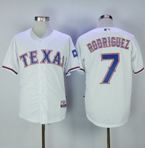 Rangers #7 Ivan Rodriguez White Cool Base Stitched MLB Jersey